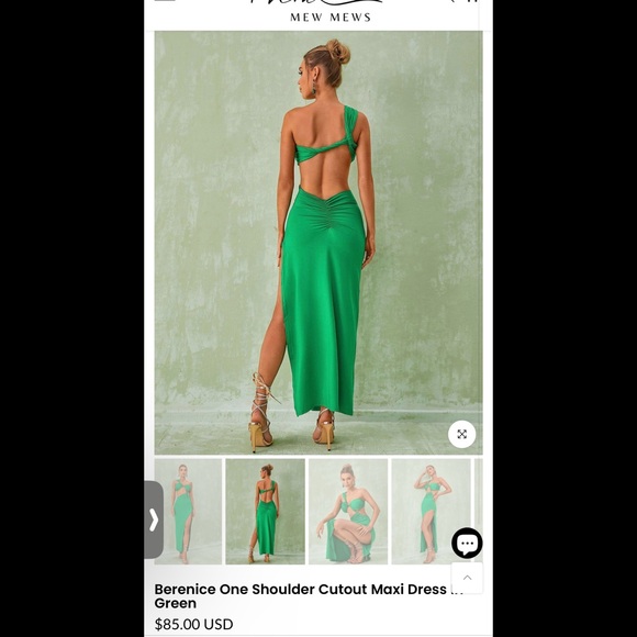 NWT Mew Mews Berenice One Shoulder Cutout Maxi Dress In Green - Picture 2 of 4